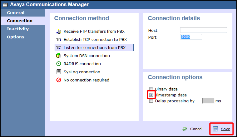 TIM Enterprise PBX Connection Properties